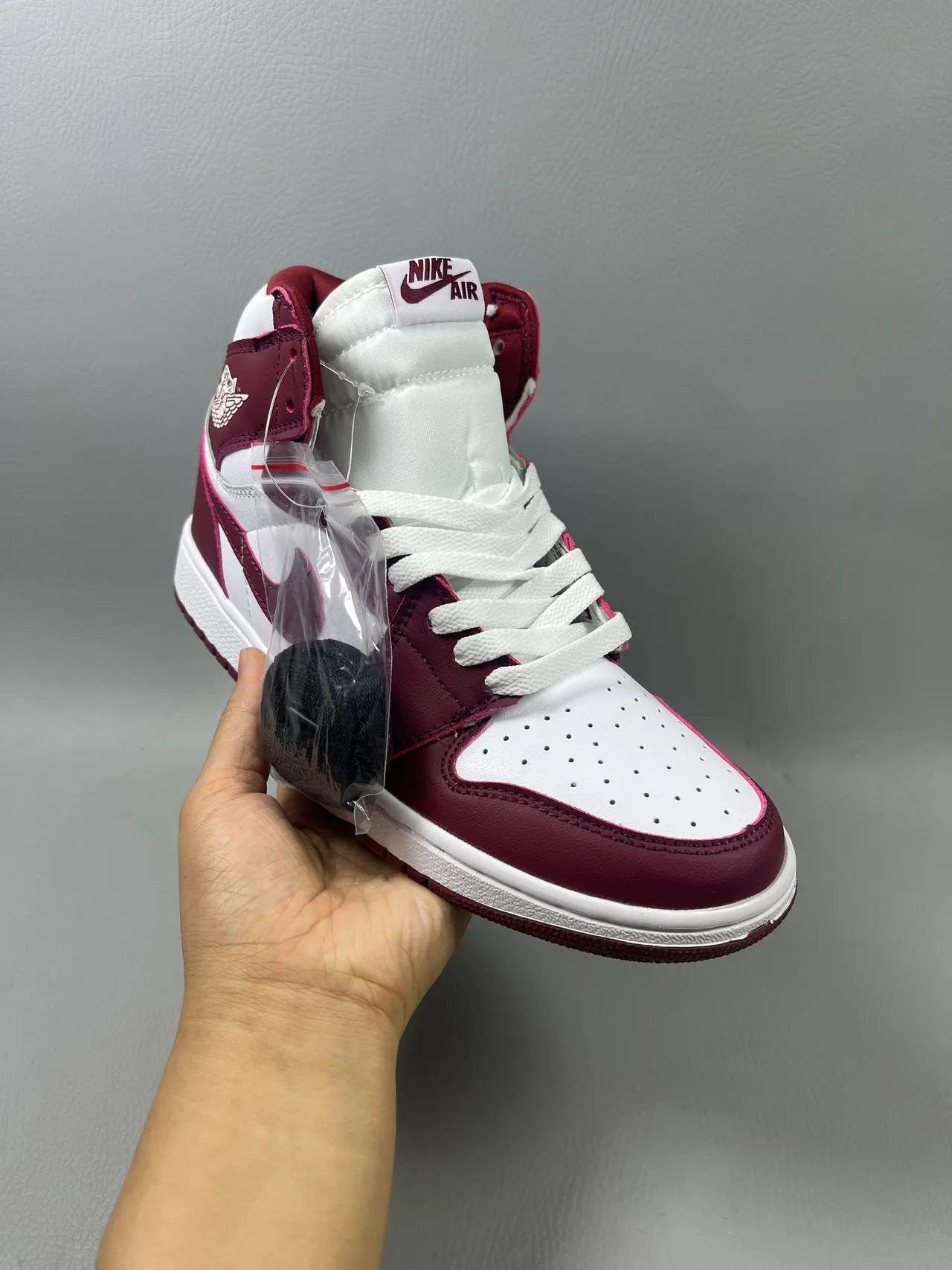 Air Jordan 1 High Maroon and White Basketball Shoes 2