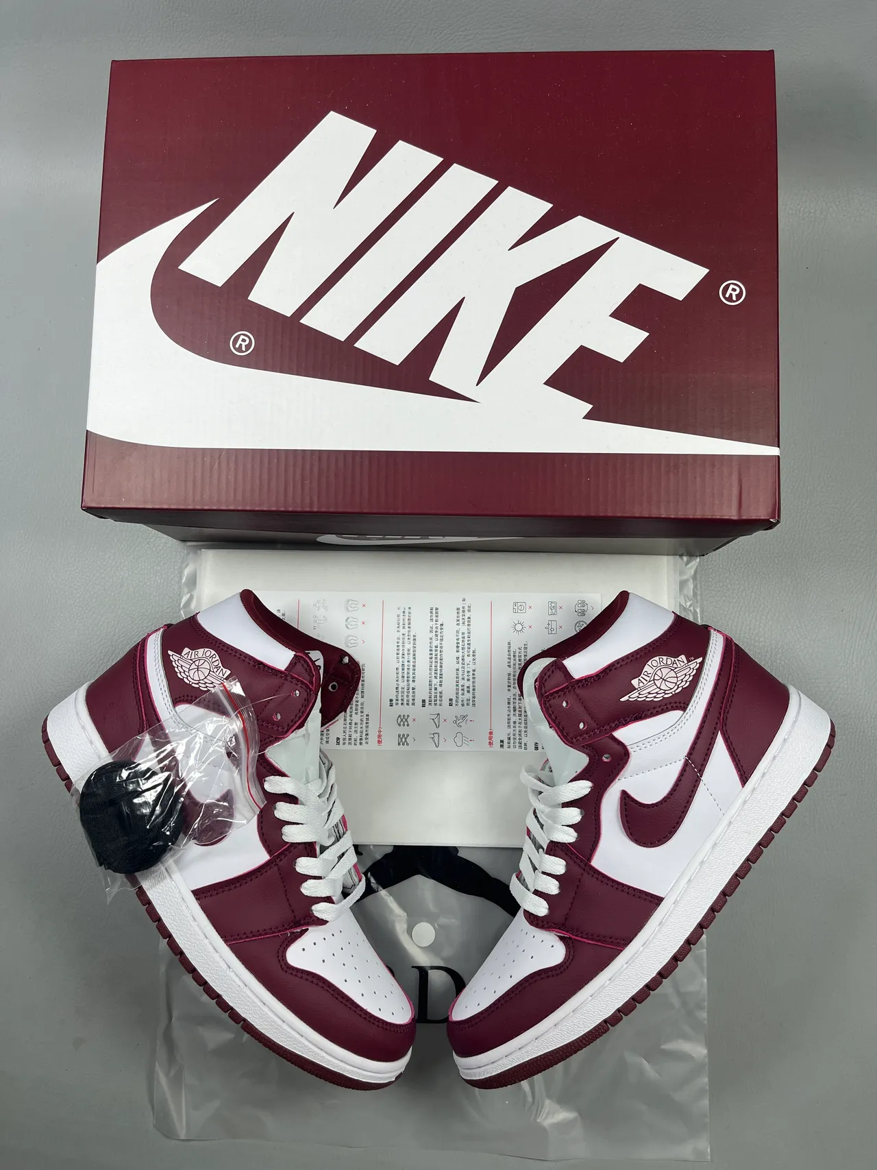 Air Jordan 1 High Maroon and White Basketball Shoes 5