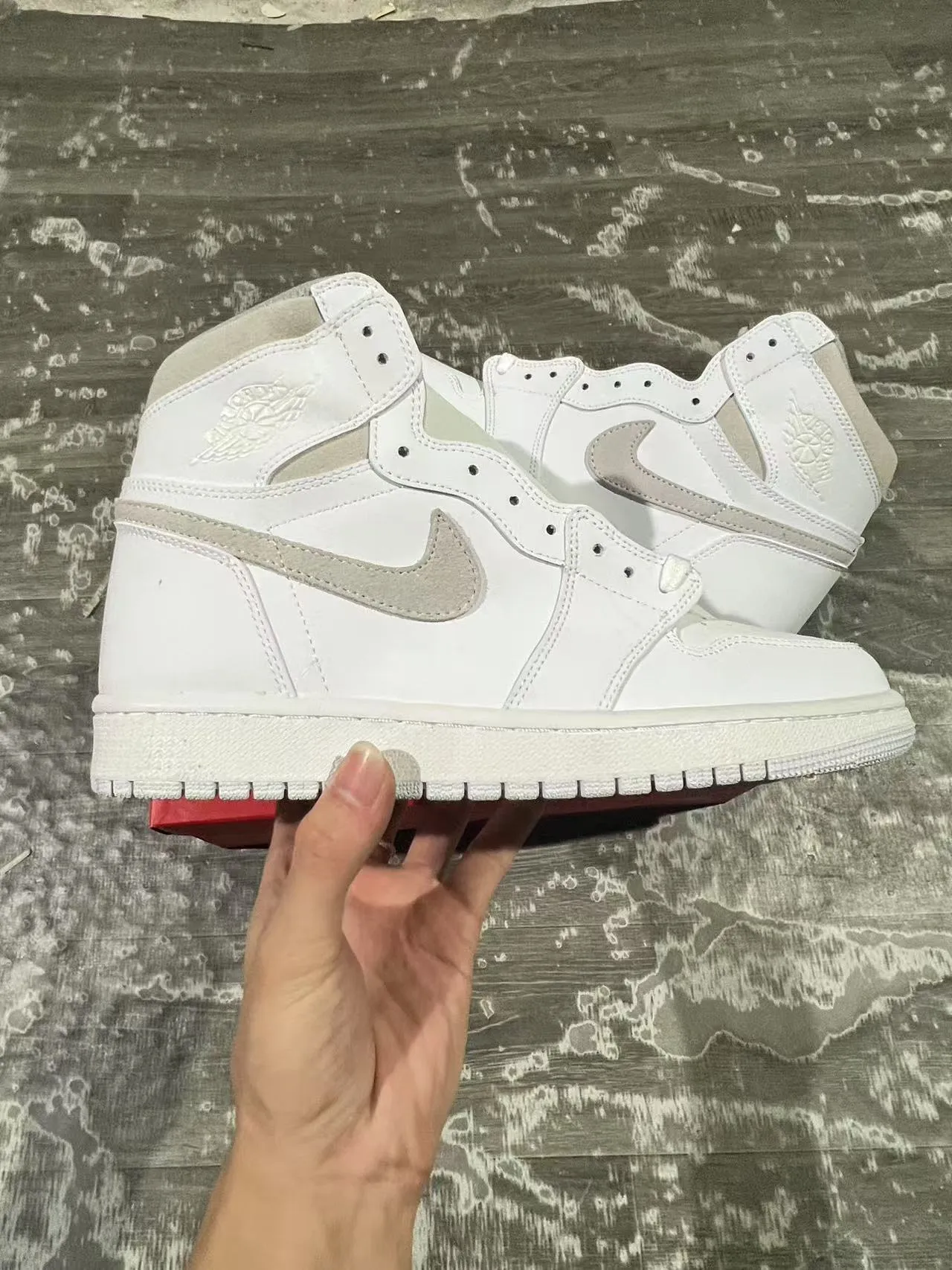 Air Jordan 1 White Light Gray Basketball Shoes 7