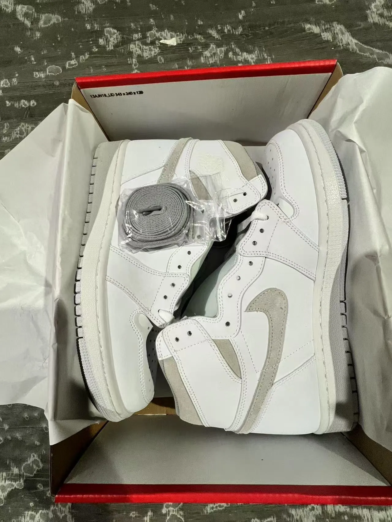 Air Jordan 1 White Light Gray Basketball Shoes 9