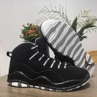 Air Jordan 10 Black White Gray High-Top Basketball Shoes