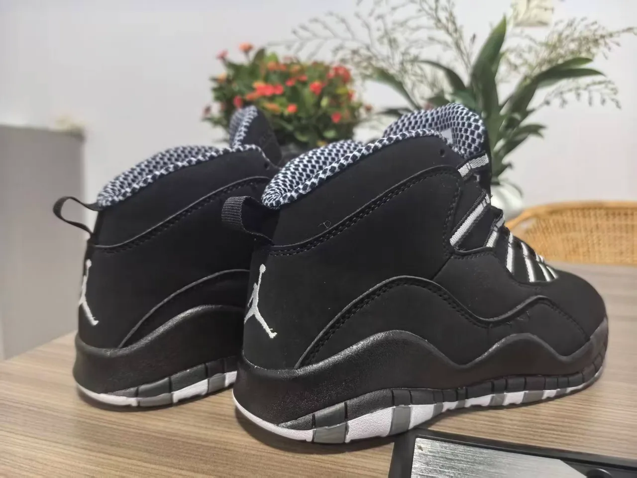 Air Jordan 10 Black White Gray High-Top Basketball Shoes 4