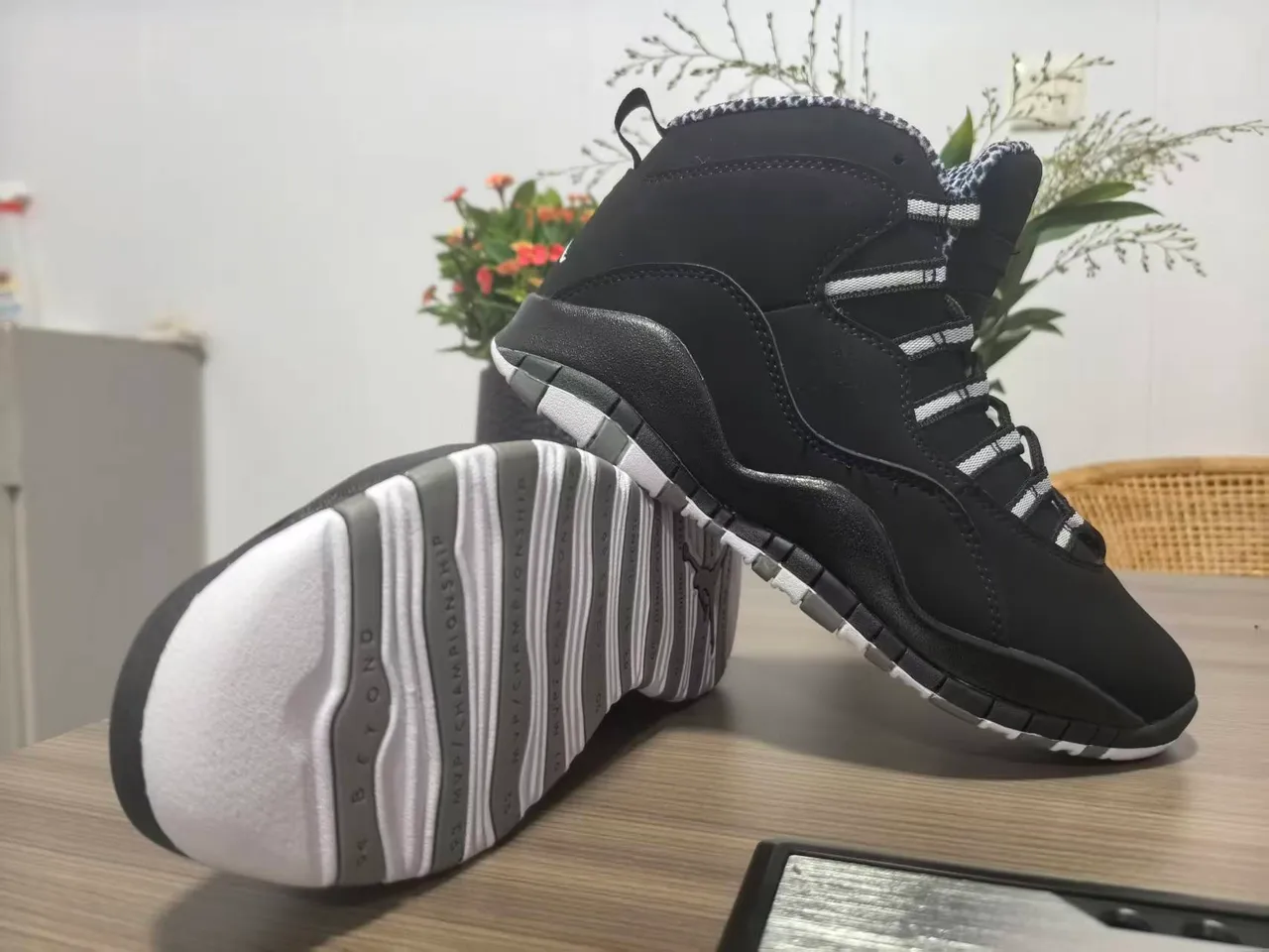 Air Jordan 10 Black White Gray High-Top Basketball Shoes 5