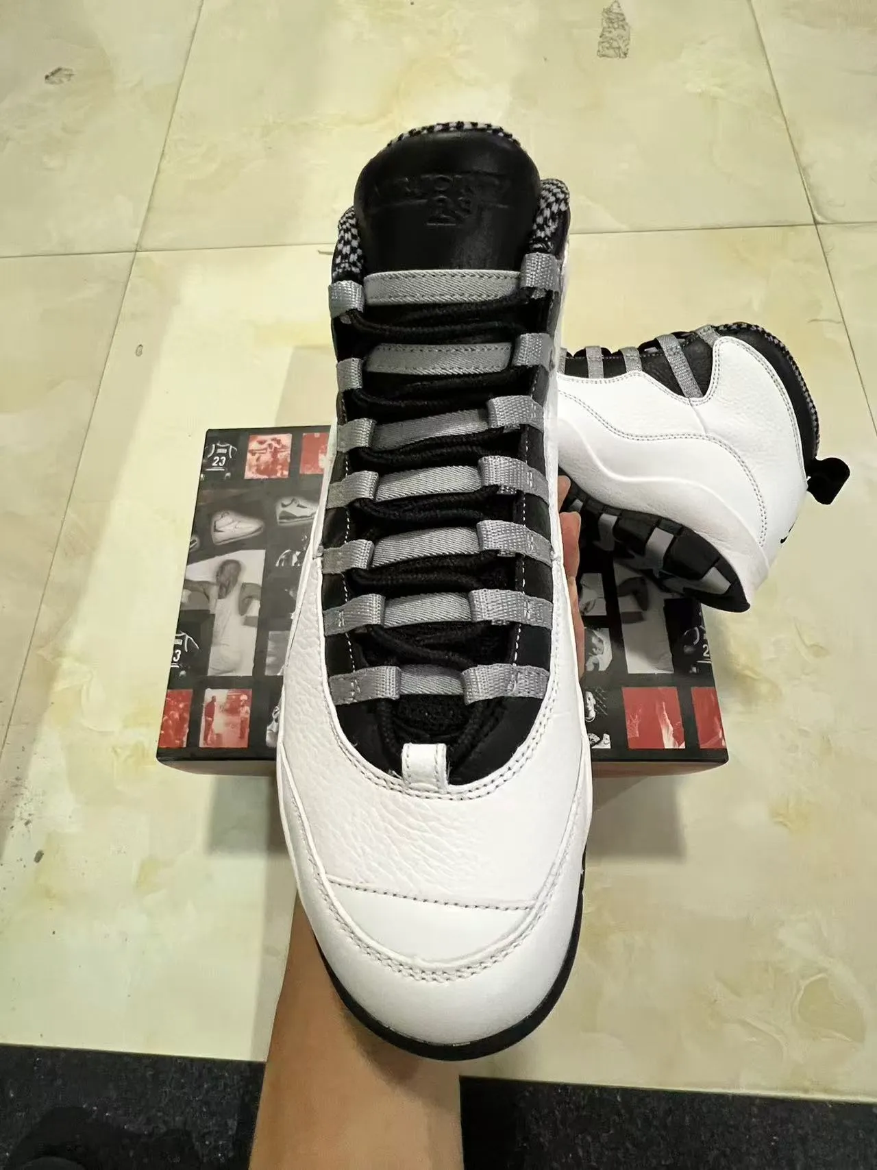 Air Jordan 10 White Black Gray Basketball Shoes 3