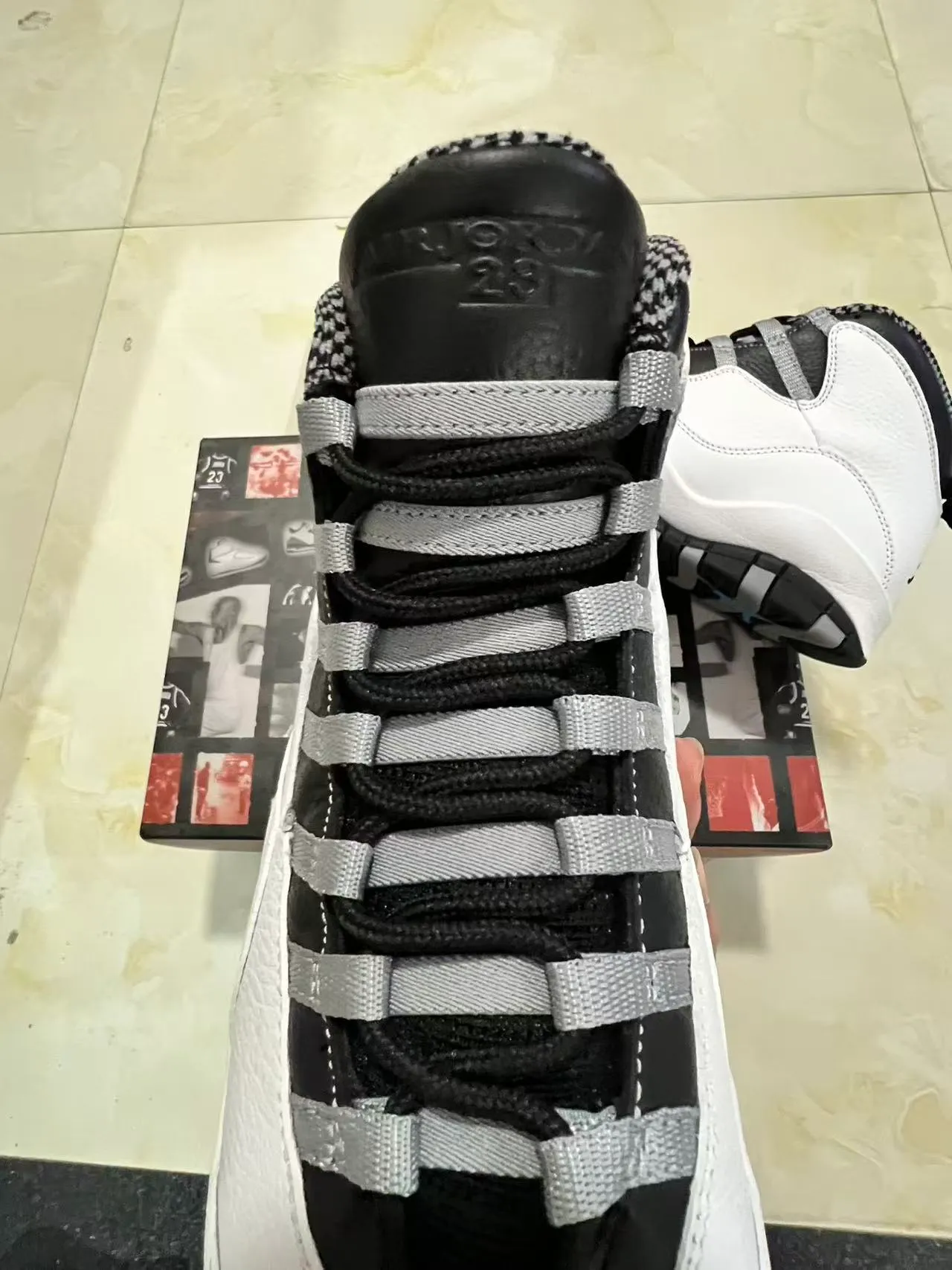 Air Jordan 10 White Black Gray Basketball Shoes 4