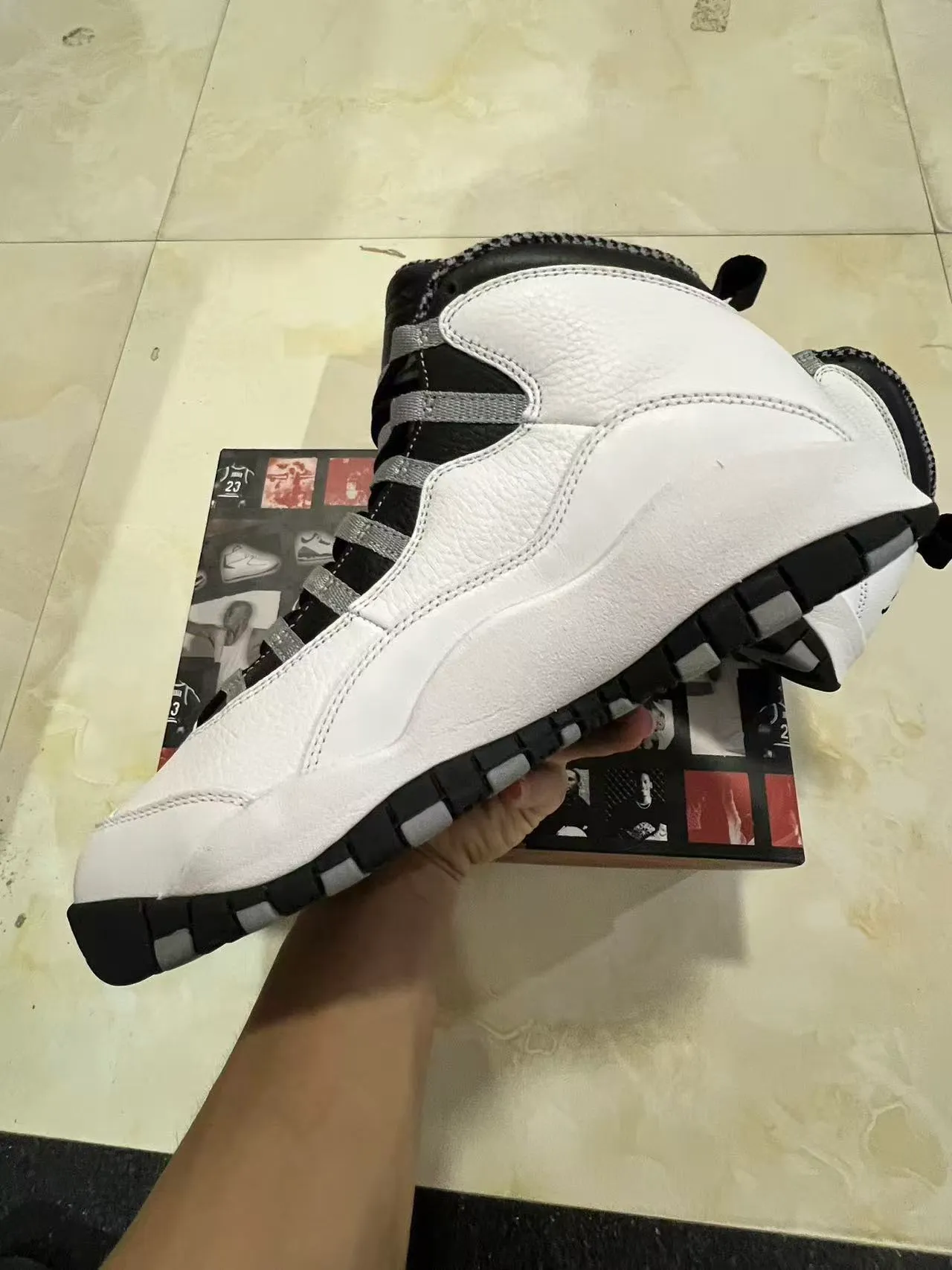Air Jordan 10 White Black Gray Basketball Shoes 5