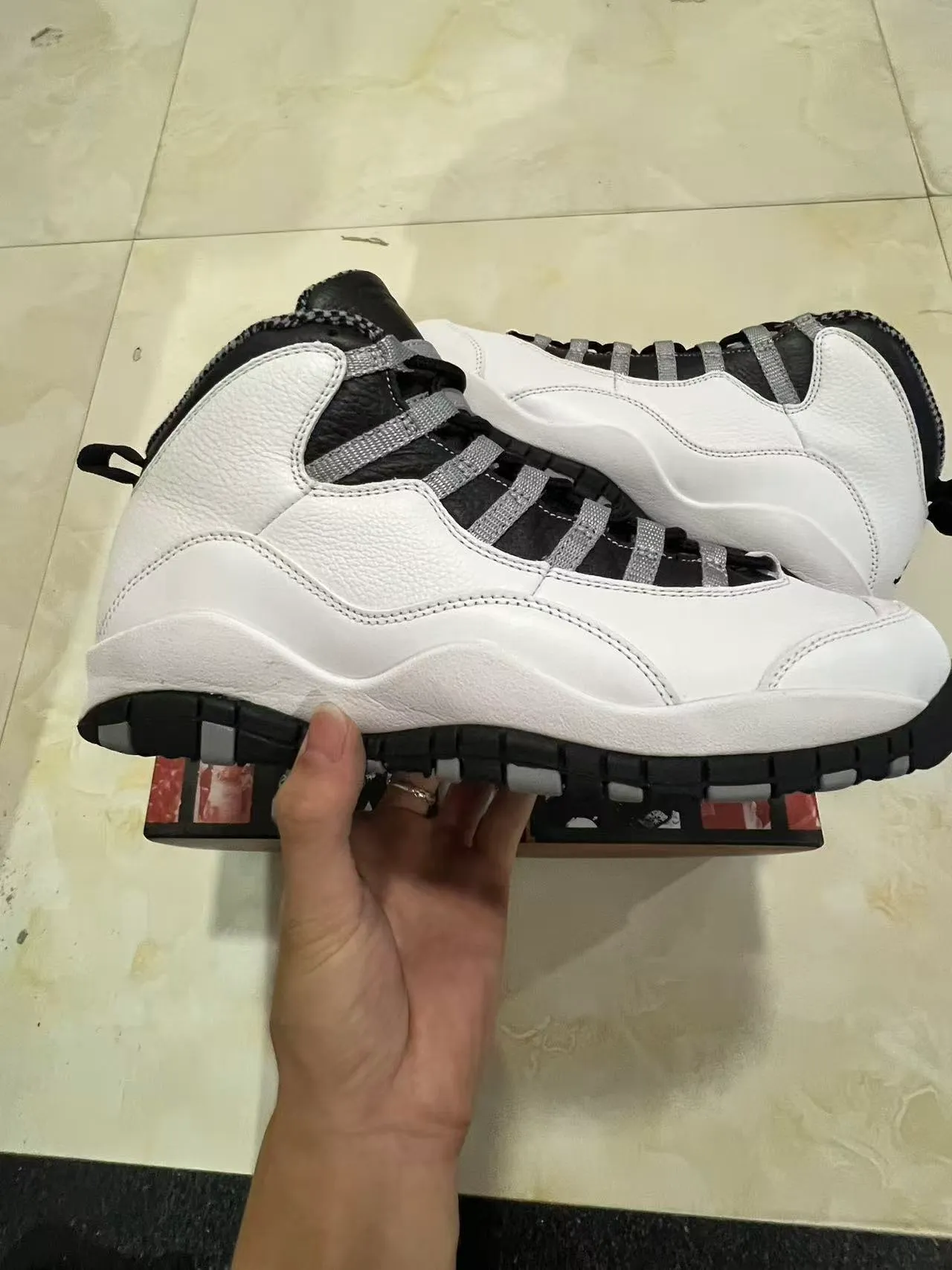 Air Jordan 10 White Black Gray Basketball Shoes 7