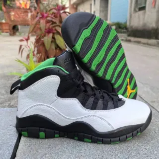 Air Jordan 10 White Black Green Basketball Shoes
