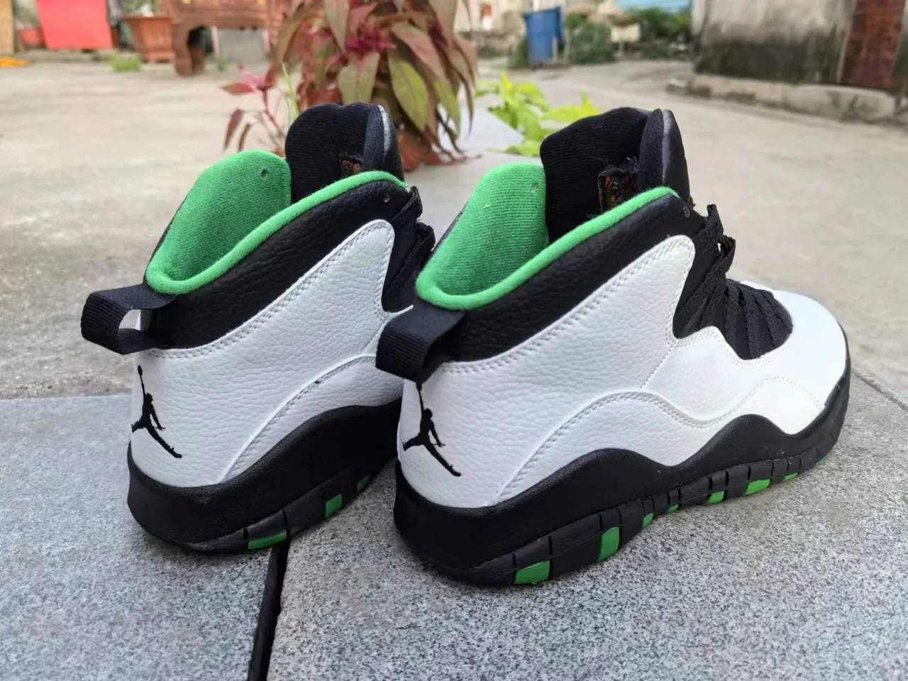 Air Jordan 10 White Black Green Basketball Shoes 3