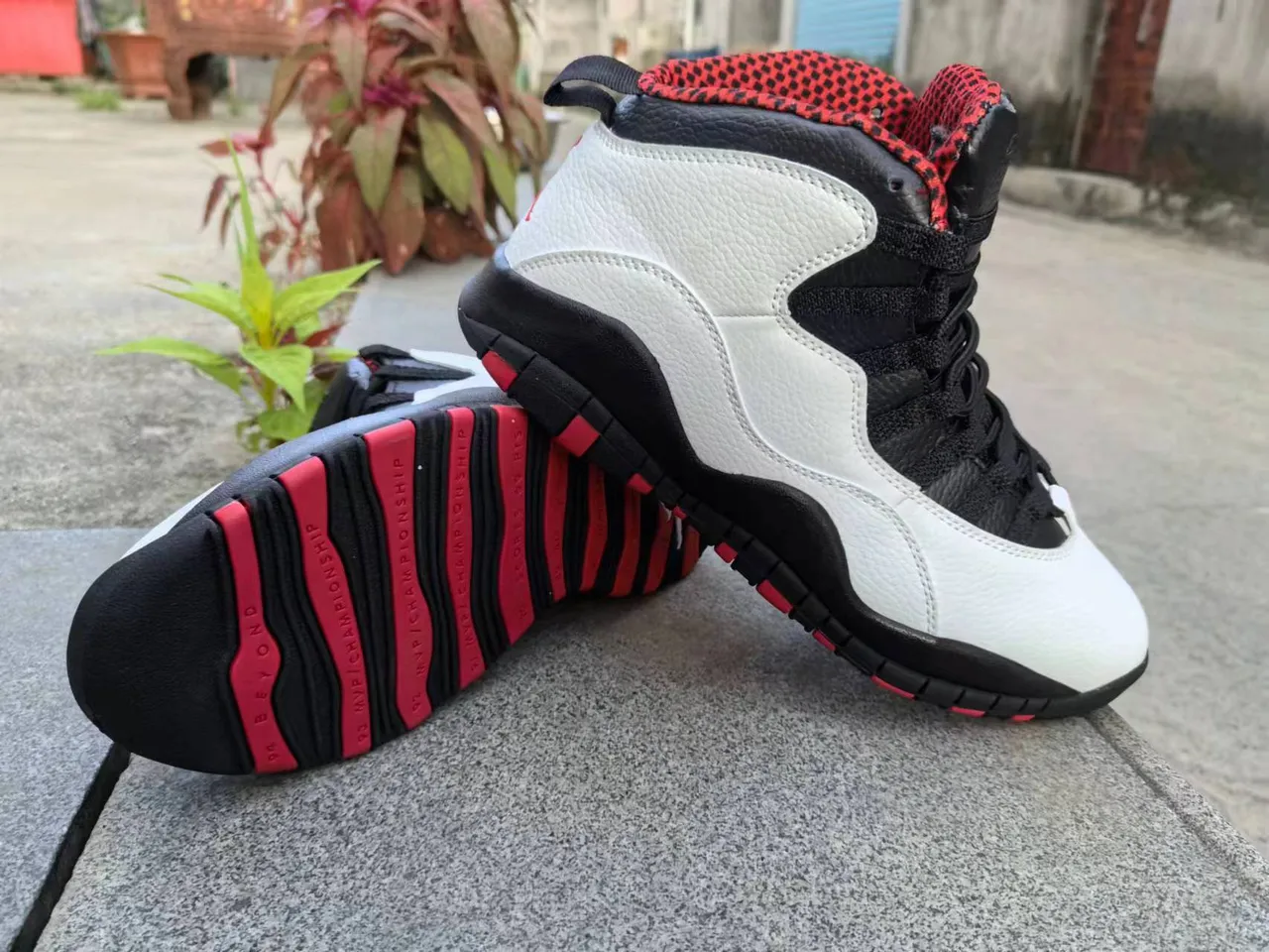 Air Jordan 10 White Black Red Basketball Shoes 4