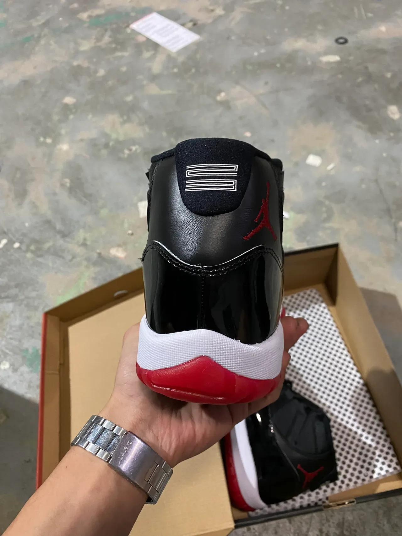 Air Jordan 11 Black and White Patent Leather Basketball Shoes 20