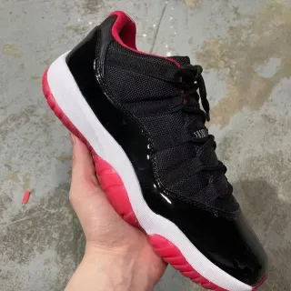 Air Jordan 11 Zapatos de Baloncesto de Cuero Patentado Negro y Rosa