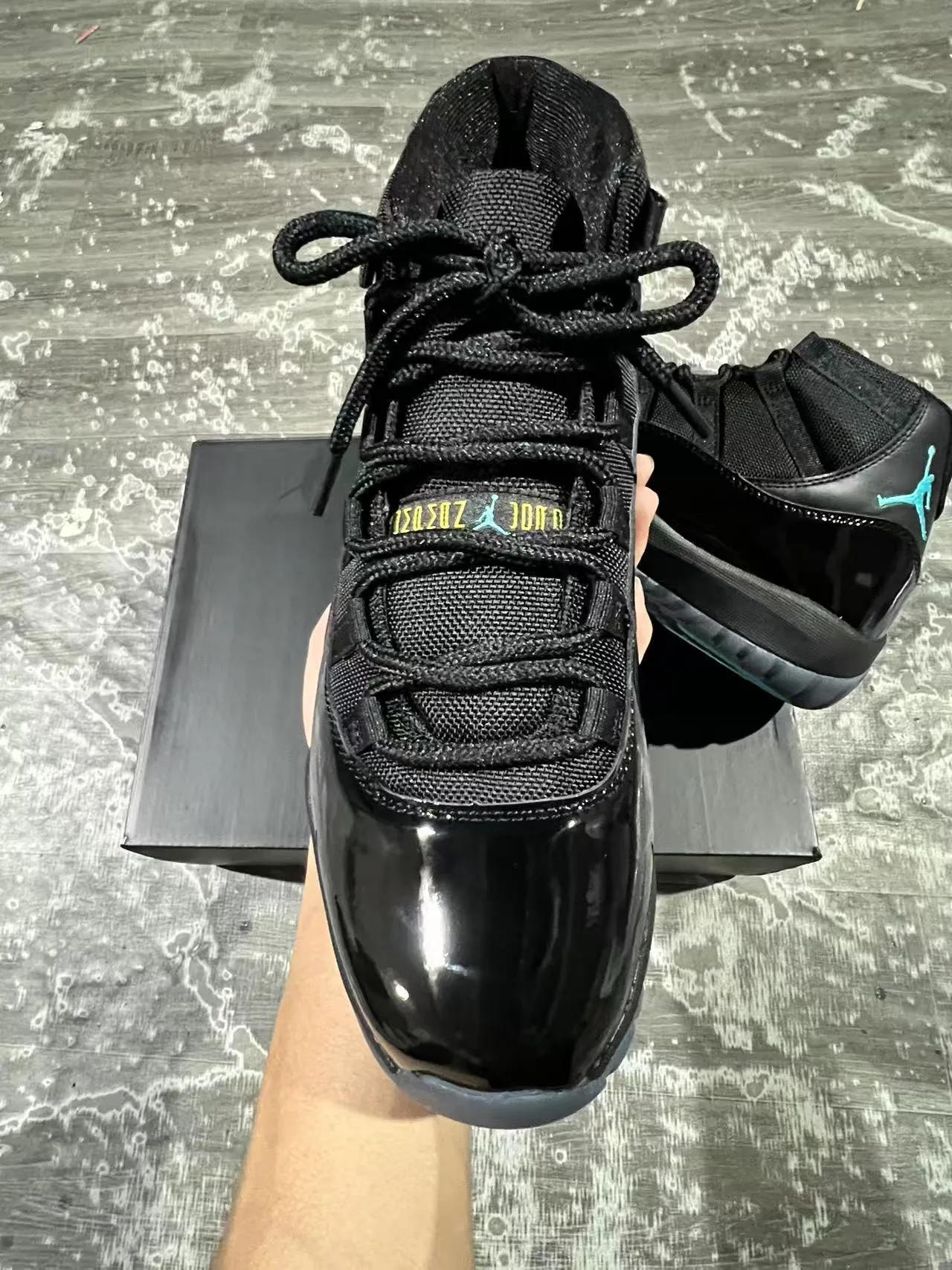 Air Jordan 11 Black Turquoise Jumpman Basketball Shoes 3