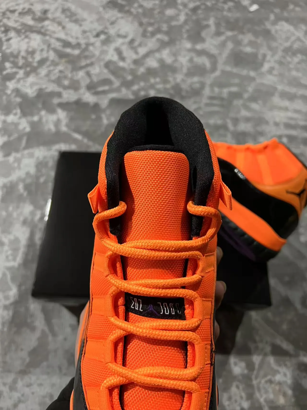 Air Jordan 11 Orange and Black Patent Leather Basketball Shoes 4