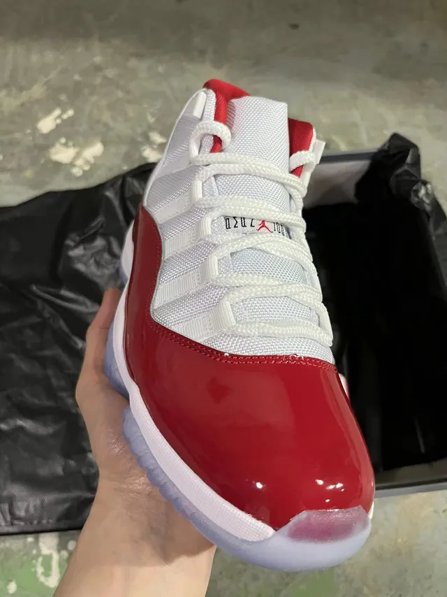 Air Jordan 11 Red White High-Top Patent Leather Basketball Shoes 2