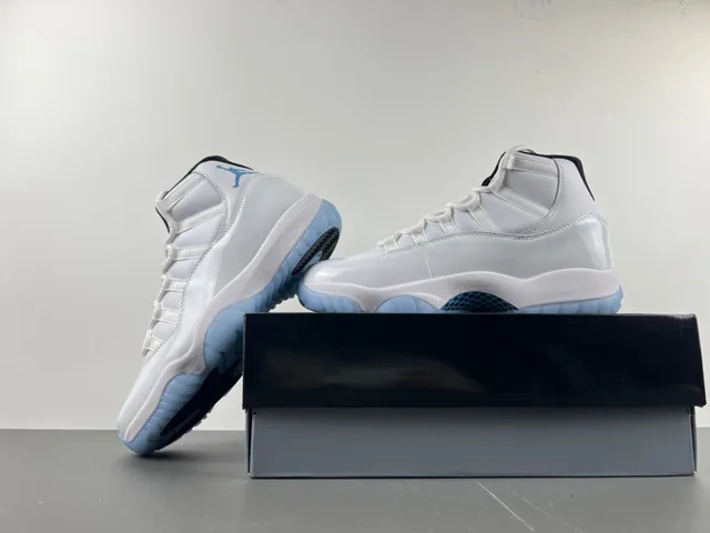 Air Jordan 11 White and Light Blue Basketball Shoes 2