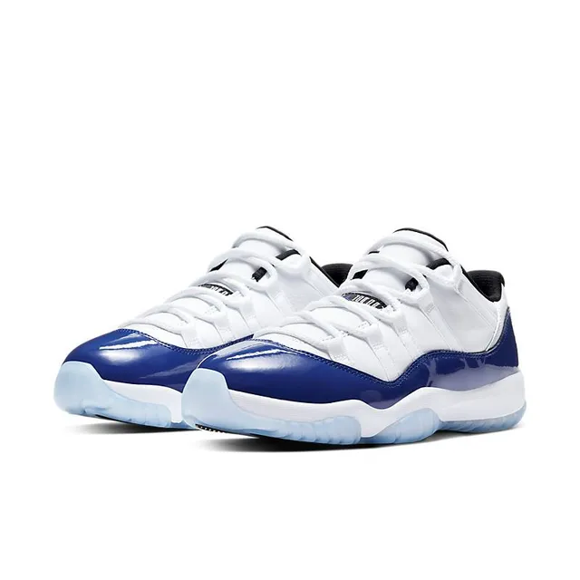 Air Jordan 11 White Blue High-Top Patent Leather Accents Basketball Shoes 3