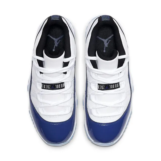 Air Jordan 11 White Blue High-Top Patent Leather Accents Basketball Shoes 4
