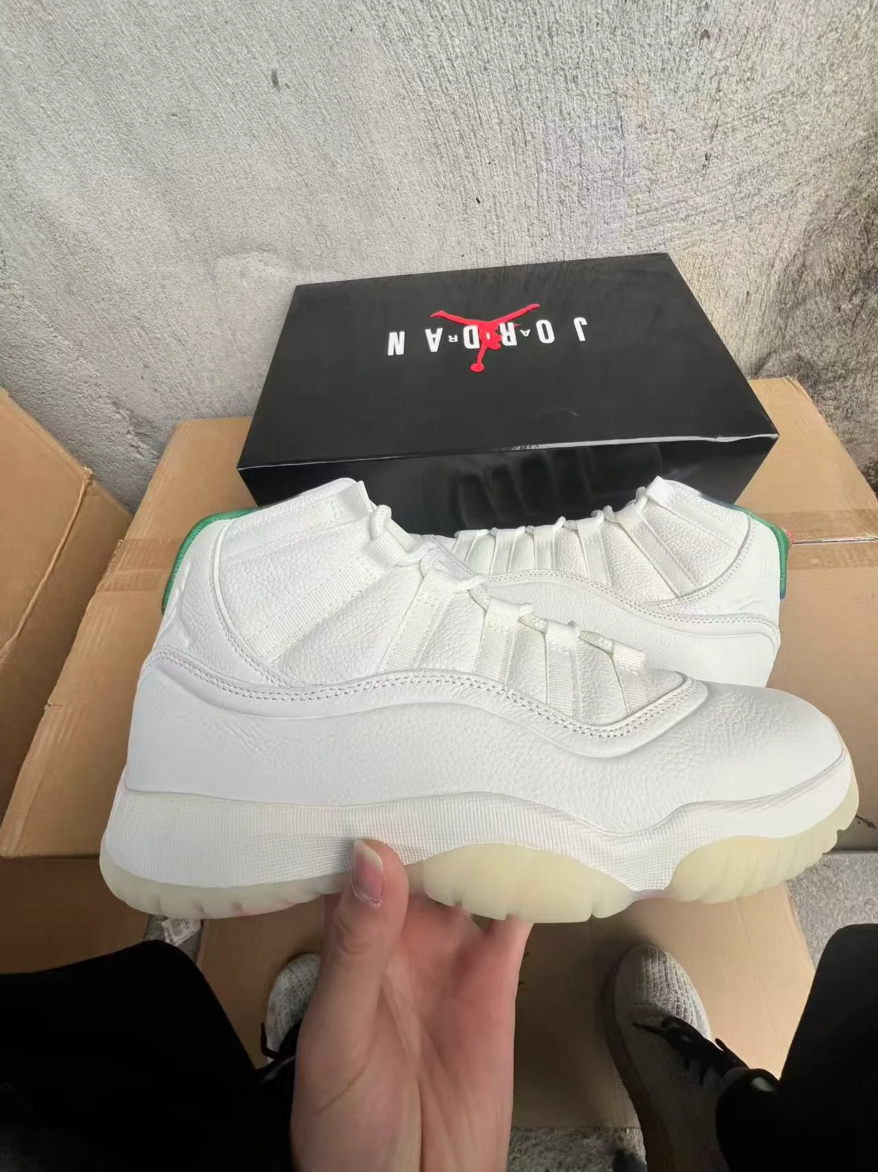 Air Jordan 11 White Green Heel Basketball Shoes 6
