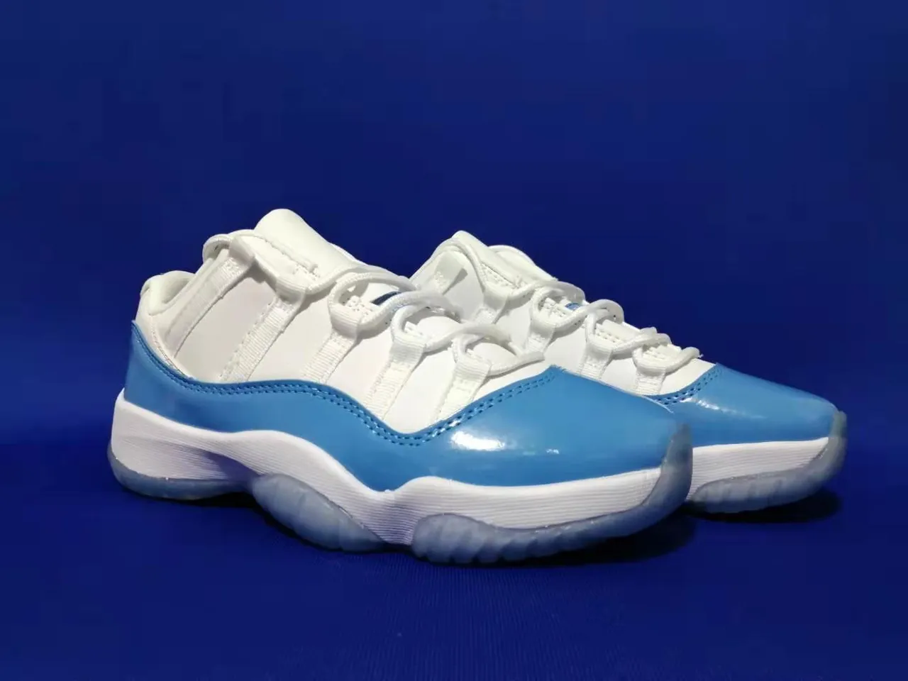 Air Jordan 11 White Light Blue Patent Leather Basketball Shoes 2