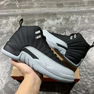 Air Jordan 12 Black and Gray Quilted Leather Basketball Shoes