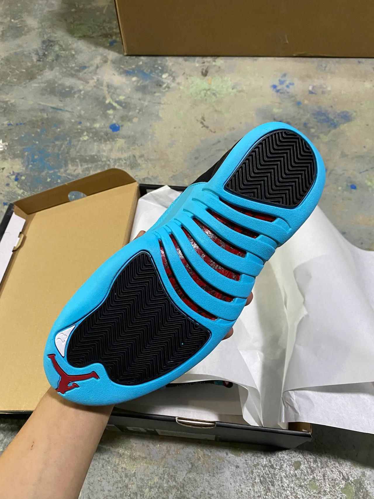 Air Jordan 12 Black Cyan Basketball Shoes 5