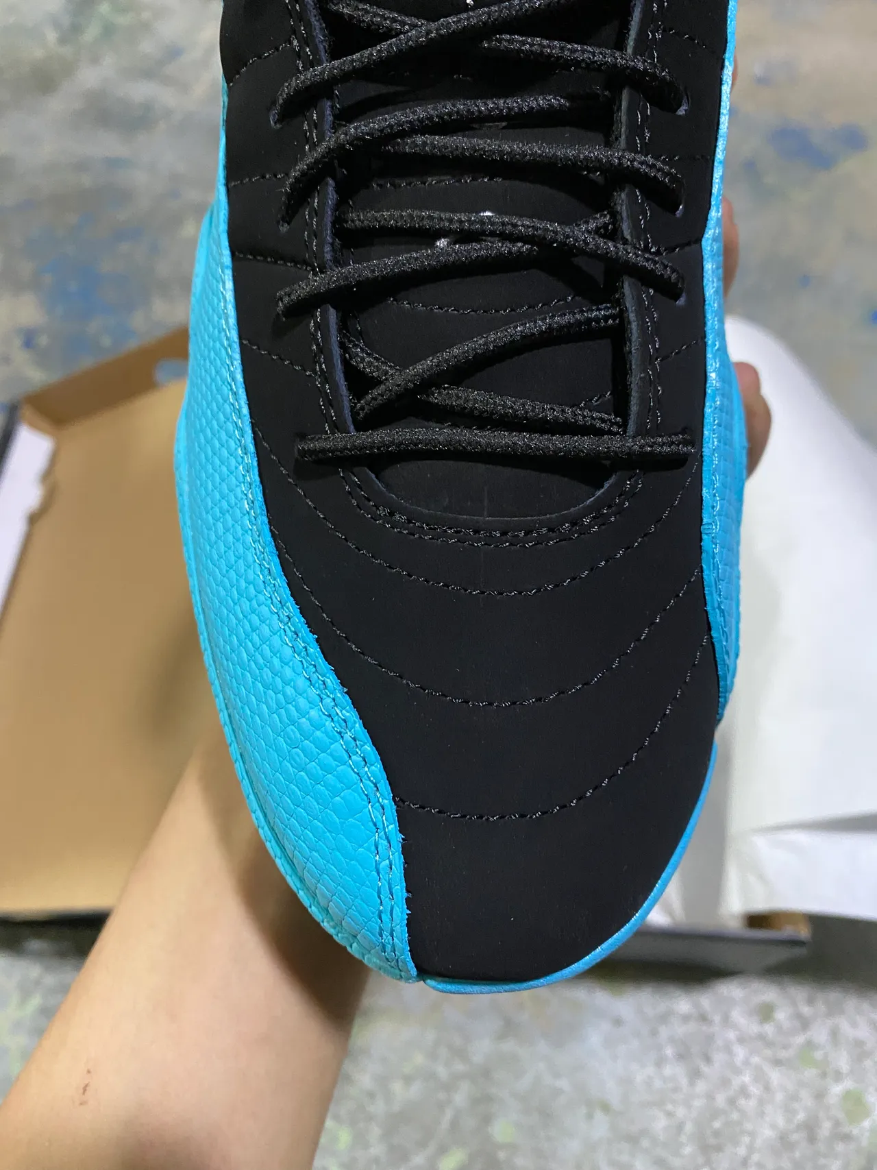 Air Jordan 12 Black Cyan Basketball Shoes 6