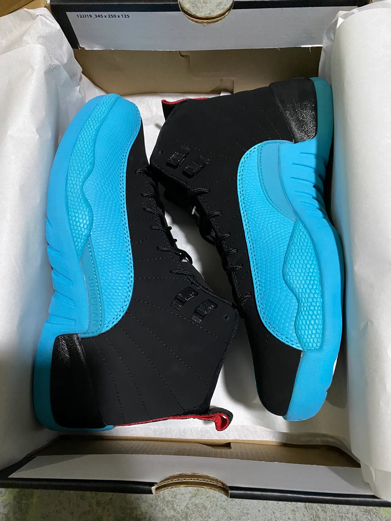 Air Jordan 12 Black Cyan Basketball Shoes 7