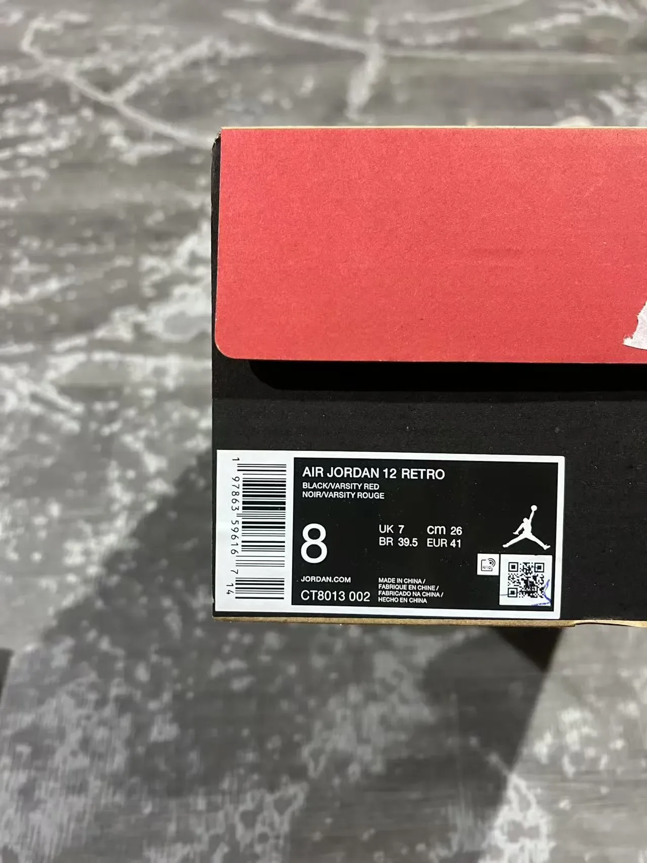 Air Jordan 12 أحذية كرة السلة جلد أسود أحمر مقلم 10