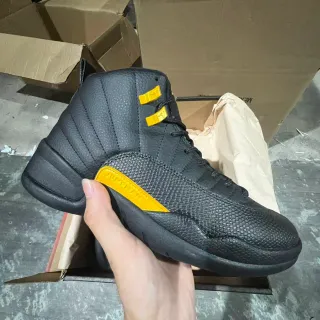 Air Jordan 12 Black Yellow Jumpman Basketball Shoes