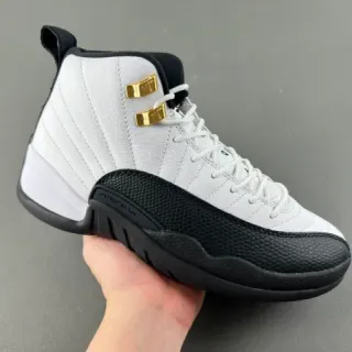 Air Jordan 12 Blanco Negro Dorado Zapatos de Baloncesto