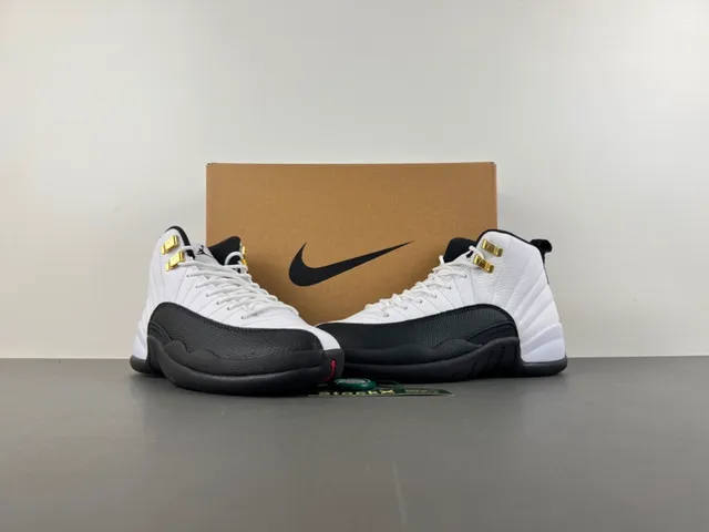 Air Jordan 12 White Black Gold Basketball Shoes 14