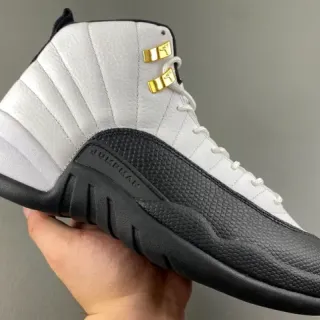 Air Jordan 12 blanco negro dorado Lace Lock zapatos de baloncesto