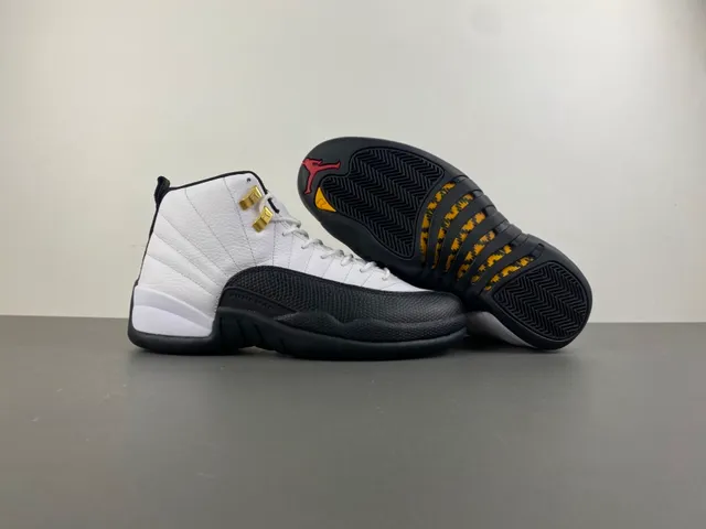 Air Jordan 12 White Black Gold Lace Lock Basketball Shoes 13