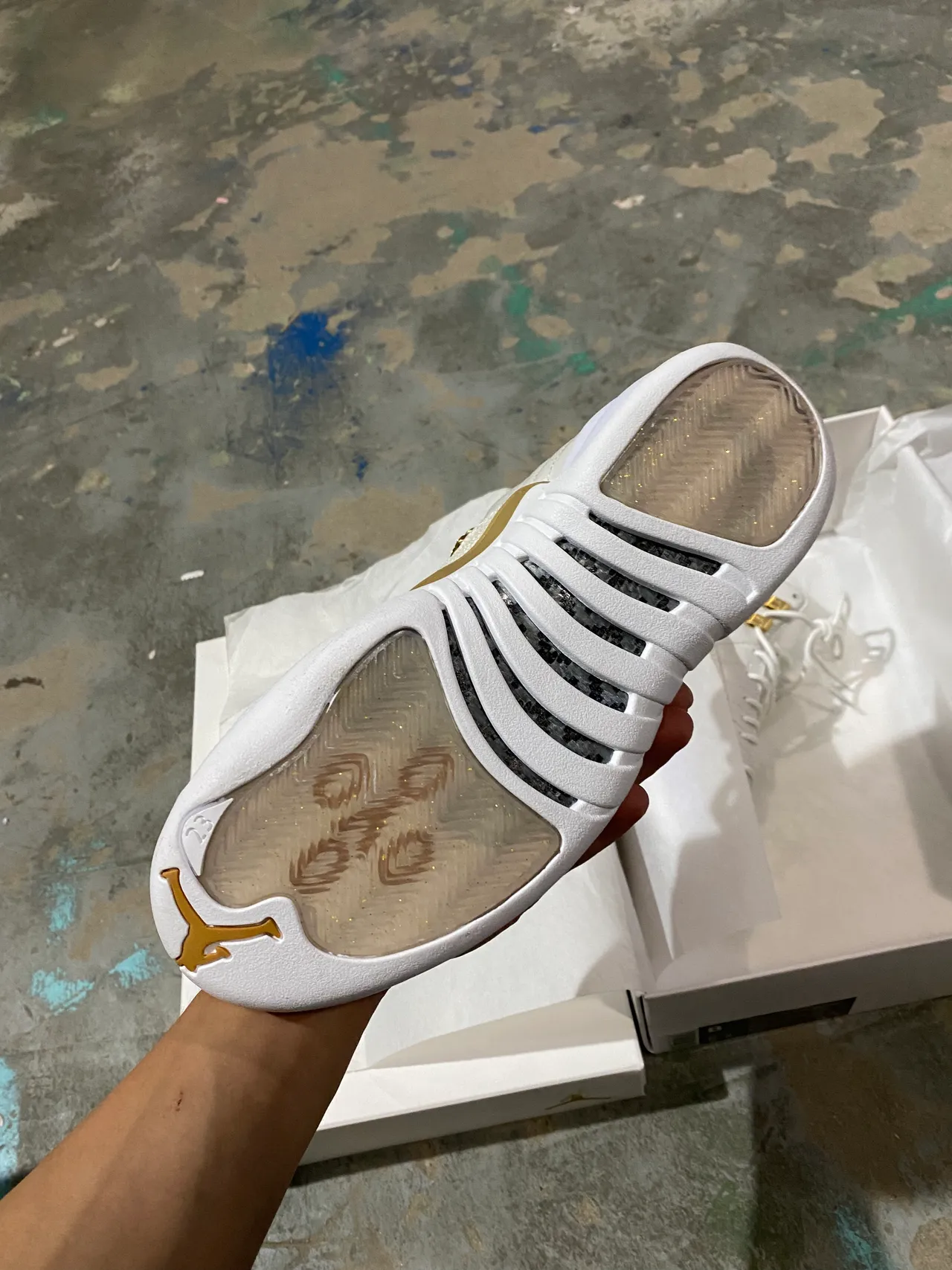 Air Jordan 12 White Gold Basketball Shoes 5