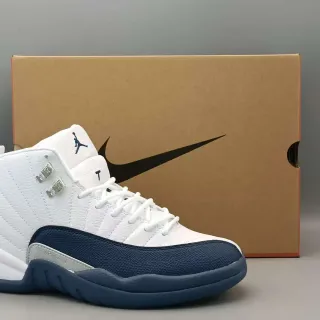 Air Jordan 12 White Navy Basketball Shoes