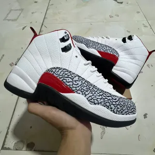 Air Jordan 12 White Red Elephant Print Basketball Shoes
