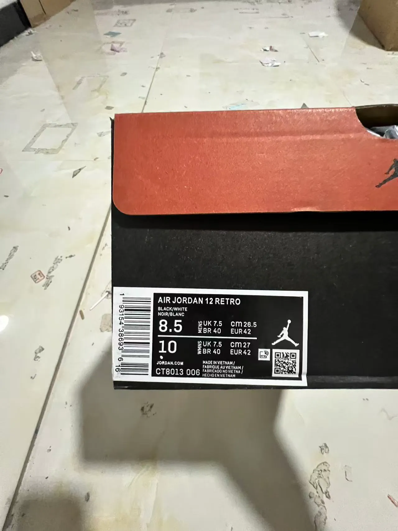 Air Jordan 12 White Red Elephant Print Basketball Shoes 10