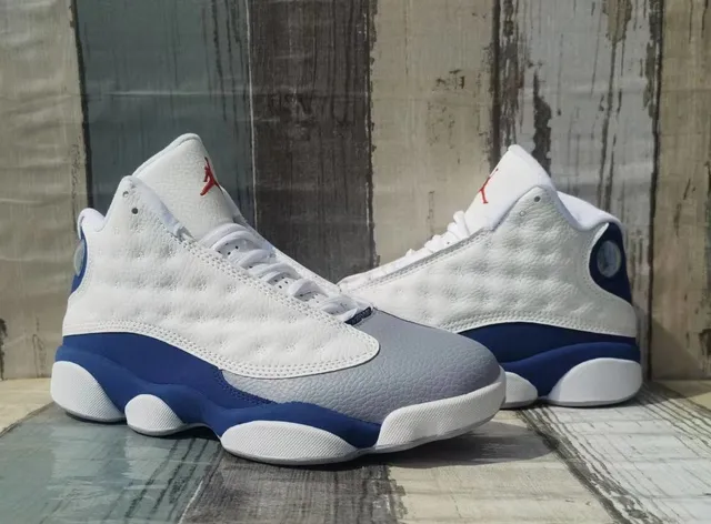 Air Jordan 13 White Royal Blue Gray Basketball Shoes 2