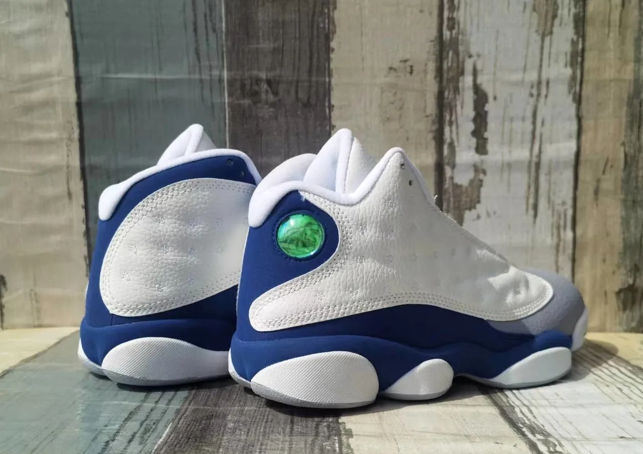 Air Jordan 13 White Royal Blue Gray Basketball Shoes 5