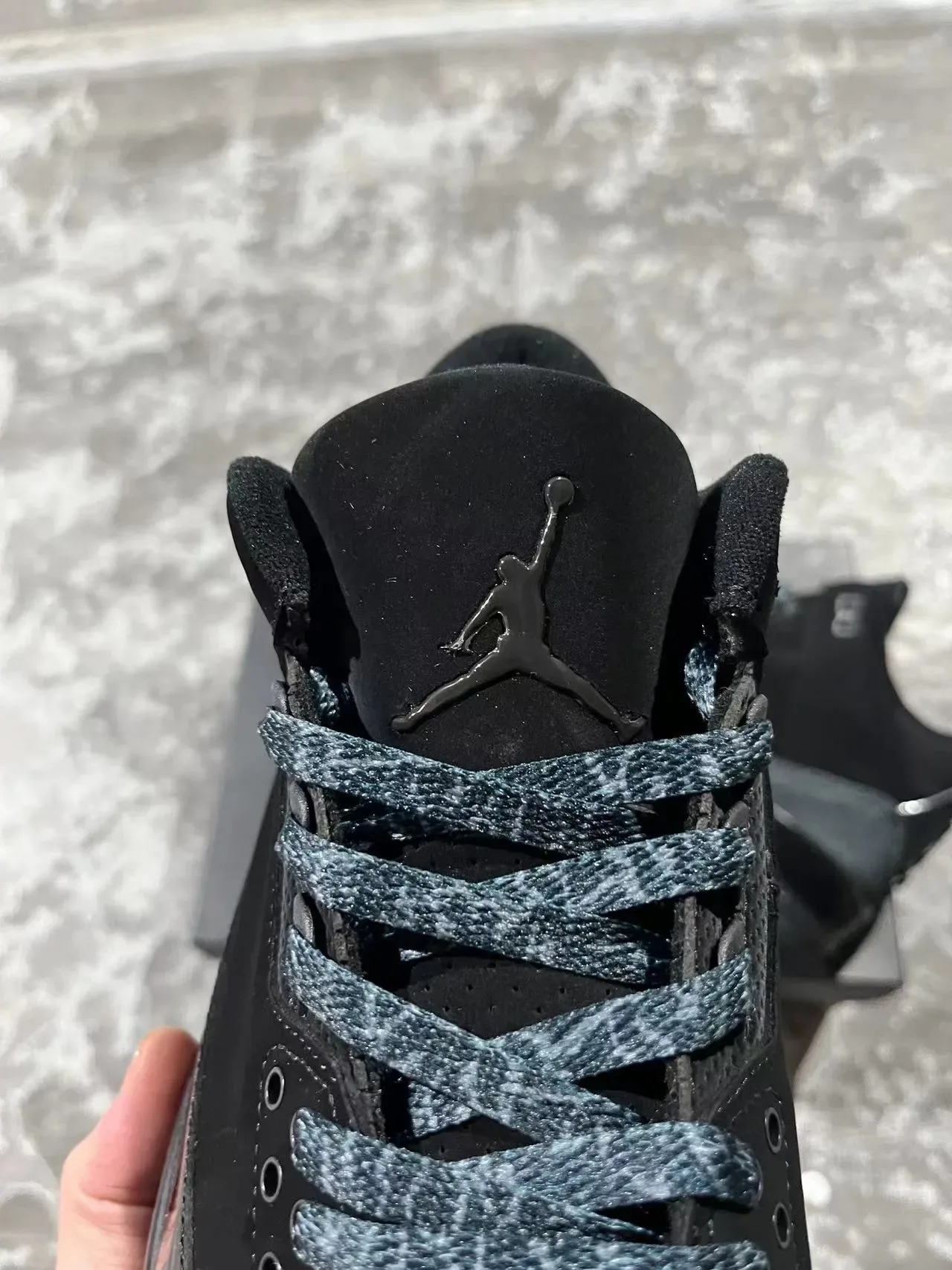 Air Jordan 3 Chaussures de Basketball Tout Noir avec Impression Éléphant 4