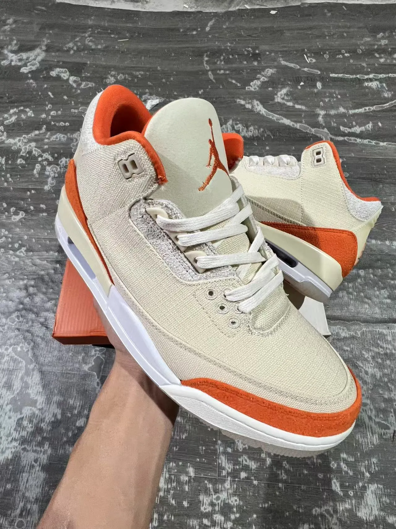 Air Jordan 3 Beige Orange Basketball Shoes 2