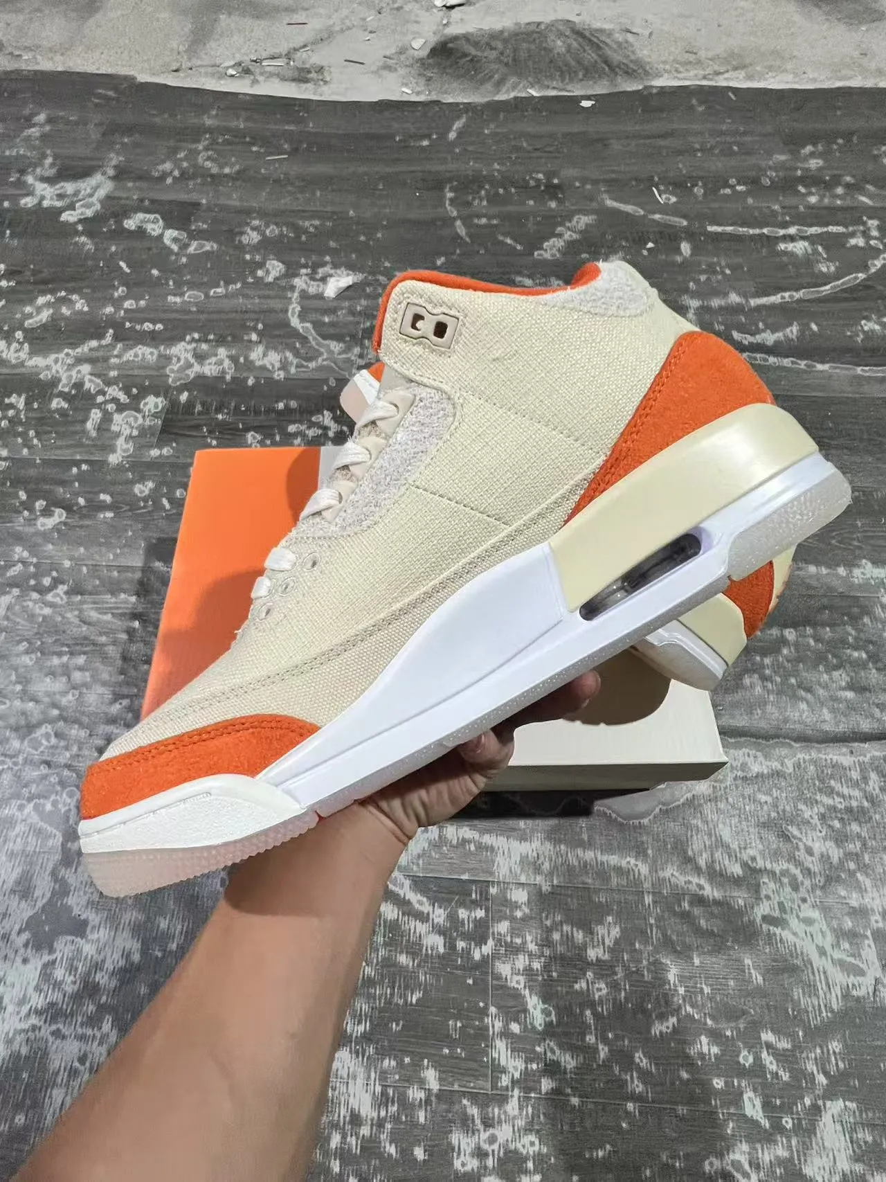 Air Jordan 3 Beige Orange Basketball Shoes 5