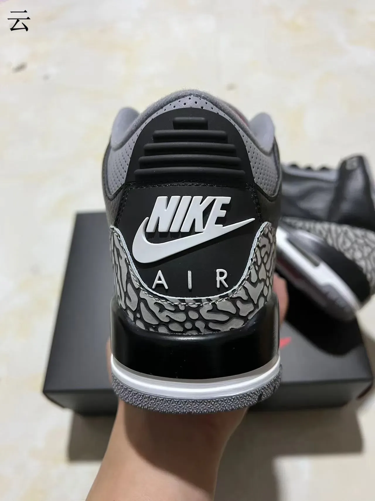 Air Jordan 3 Black Cement Chaussures de basket avec imprimé éléphant 3