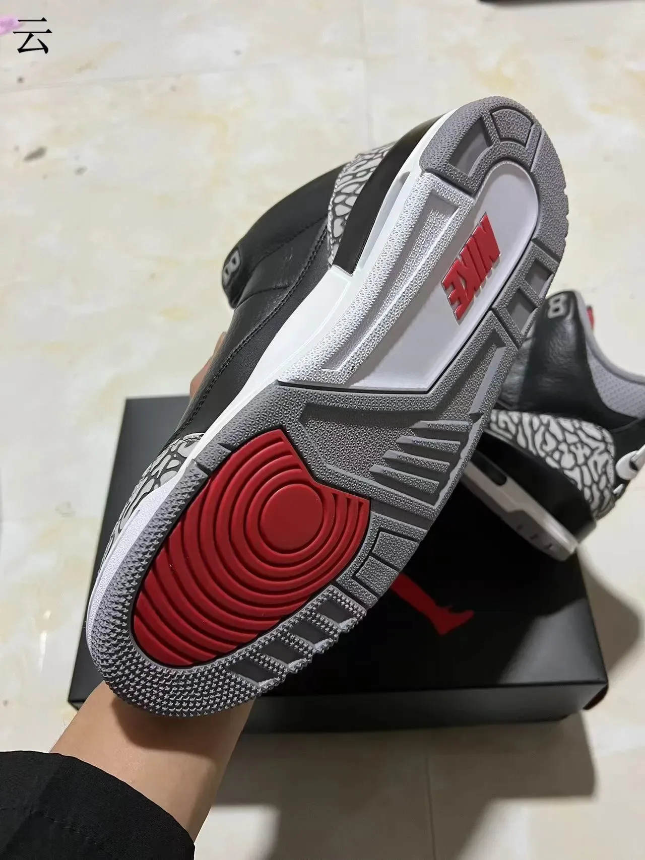 Air Jordan 3 Black Cement Chaussures de basket avec imprimé éléphant 5