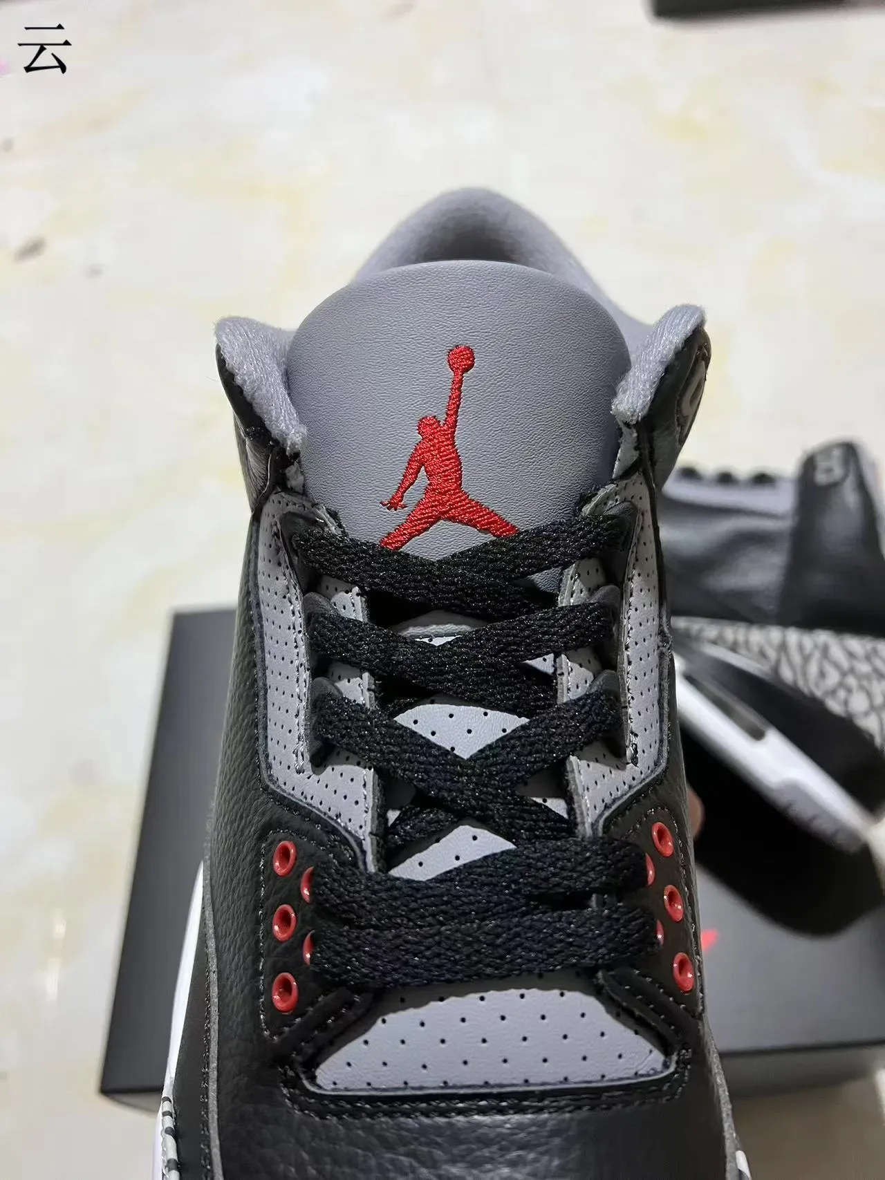 Air Jordan 3 Black Cement Chaussures de basket avec imprimé éléphant 7