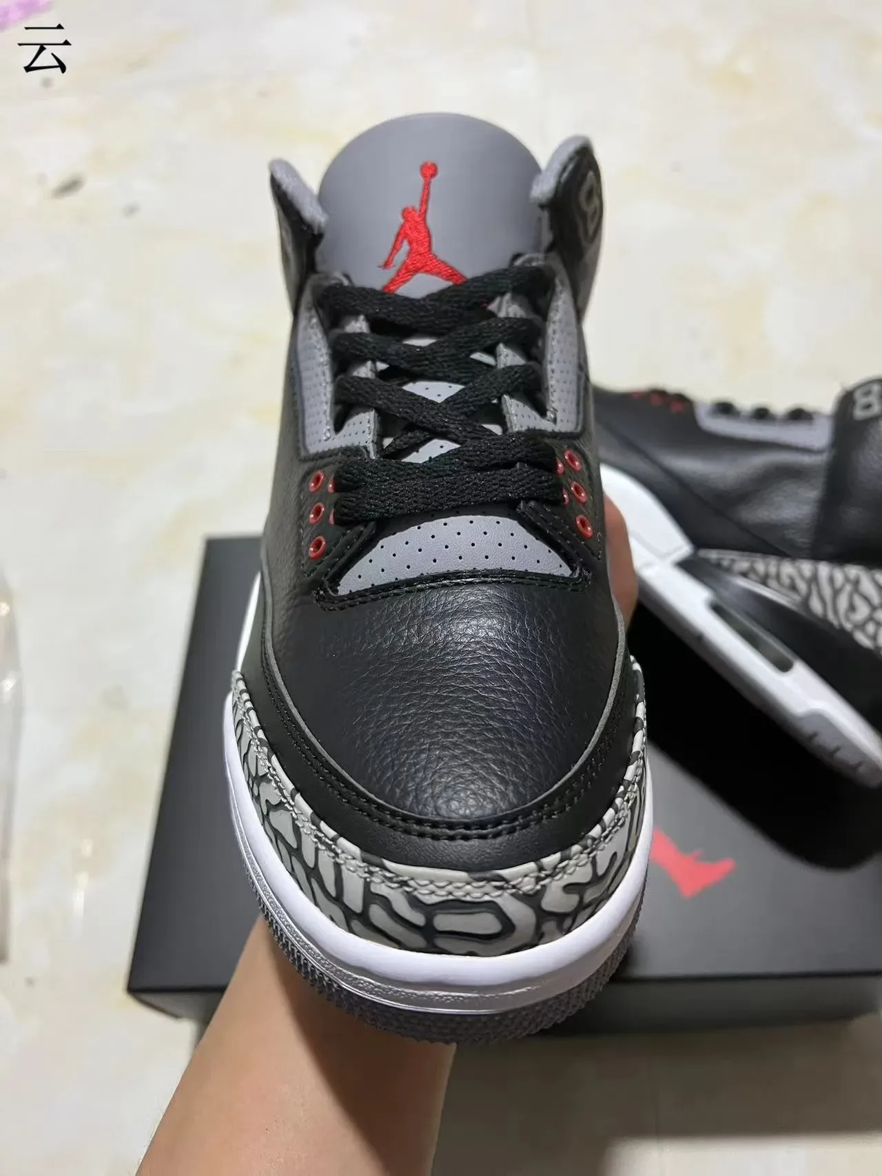 Air Jordan 3 Black Cement Chaussures de basket avec imprimé éléphant 8