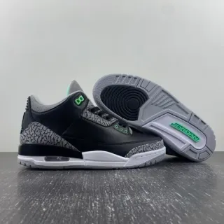 Air Jordan 3 Black Cement Green Basketball Shoes