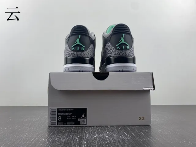 Air Jordan 3 Black Cement Green Basketball Shoes 3
