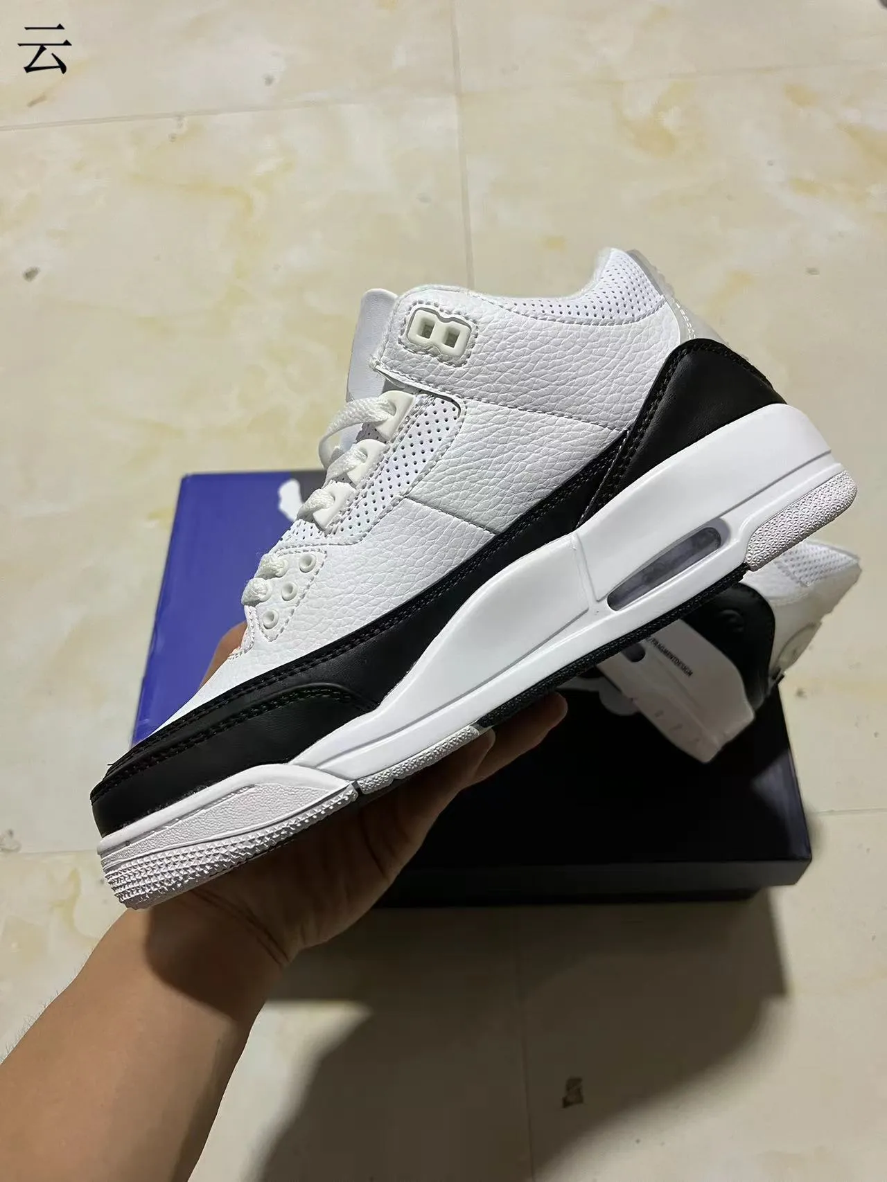 Air Jordan 3 Fragment Design White Black Basketball Shoes 5